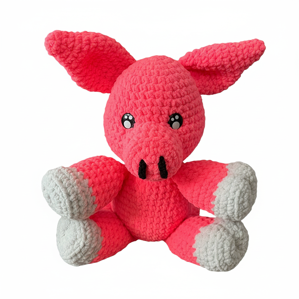 Crocheted Pig - White Background