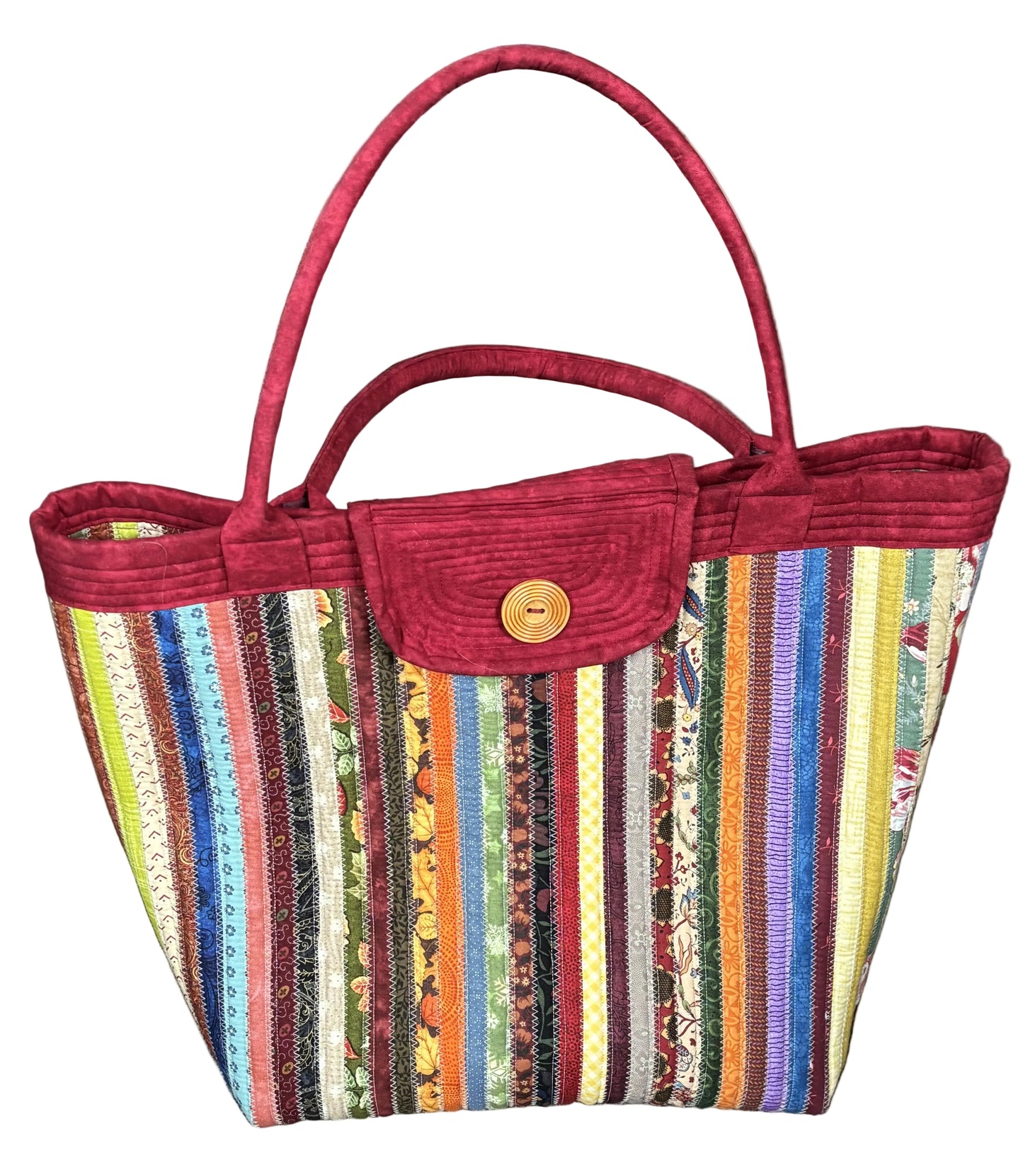 Handmade Colorful Striped Bag with Handles